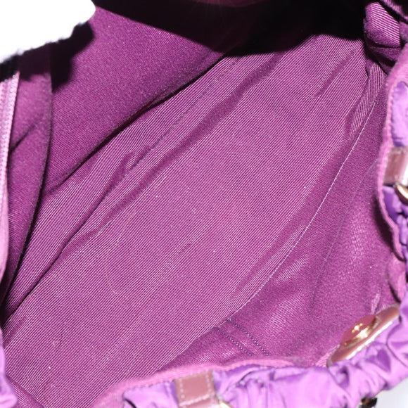 Salvatore Ferragamo Vala Shoulder Bag Nylon Purple Gold Auth 141527