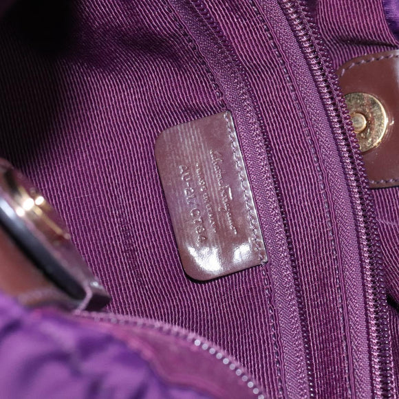 Salvatore Ferragamo Vala Shoulder Bag Nylon Purple Gold Auth 141527