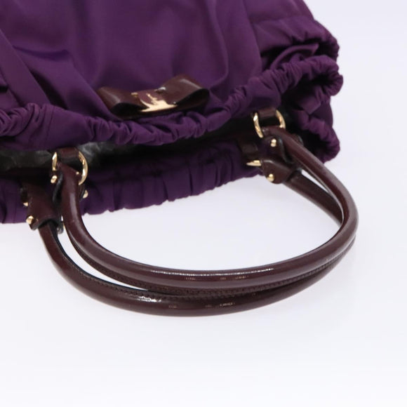 Salvatore Ferragamo Vala Shoulder Bag Nylon Purple Gold Auth 141527