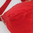 PRADA Shoulder Bag Nylon Red Gold Auth 141529-11