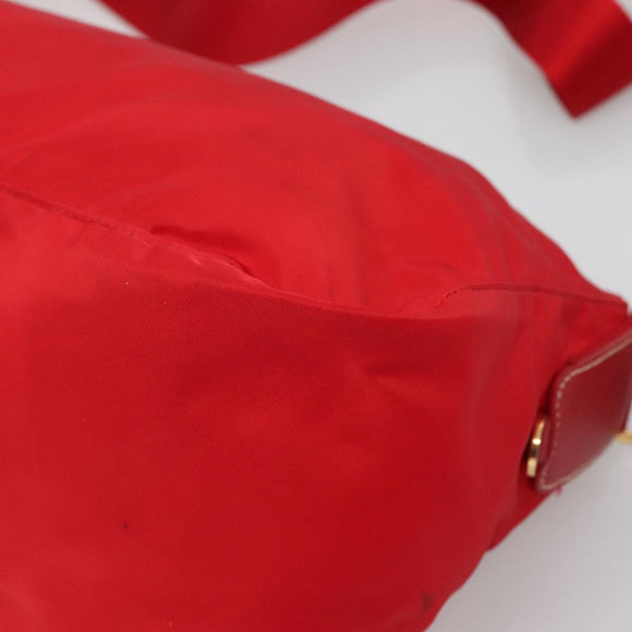 PRADA Shoulder Bag Nylon Red Gold Auth 141529