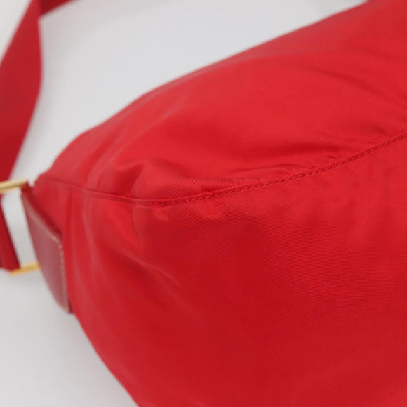 PRADA Shoulder Bag Nylon Red Gold Auth 141529