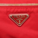 PRADA Shoulder Bag Nylon Red Gold Auth 141529-14
