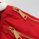 PRADA Shoulder Bag Nylon Red Gold Auth 141529-15