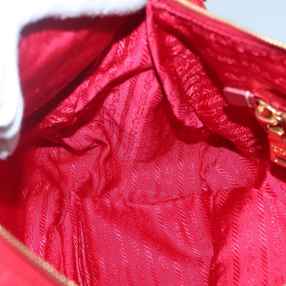 PRADA Shoulder Bag Nylon Red Gold Auth 141529