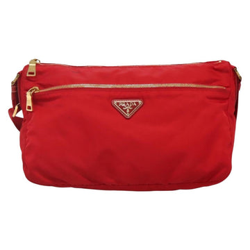 PRADA Shoulder Bag Nylon Red Gold Auth 141529 - 0