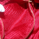 PRADA Shoulder Bag Nylon Red Gold Auth 141529-20