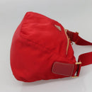 PRADA Shoulder Bag Nylon Red Gold Auth 141529-5