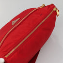 PRADA Shoulder Bag Nylon Red Gold Auth 141529-6