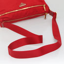 PRADA Shoulder Bag Nylon Red Gold Auth 141529-7