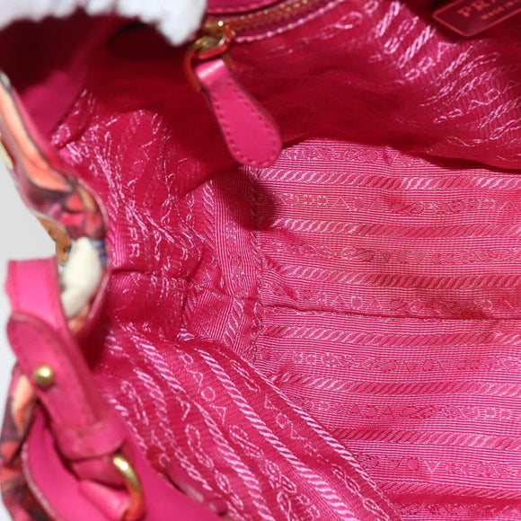 PRADA Hand Bag Nylon 2way White Gold Auth 141530