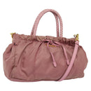 PRADA Hand Bag Nylon 2way Pink Gold Auth 141531-1