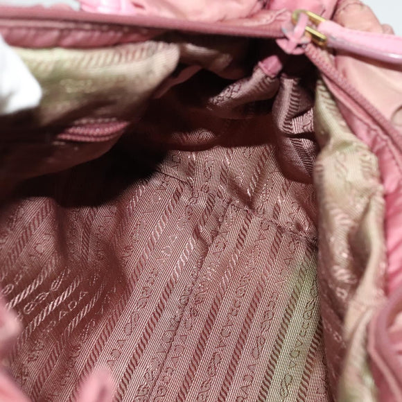 PRADA Hand Bag Nylon 2way Pink Gold Auth 141531