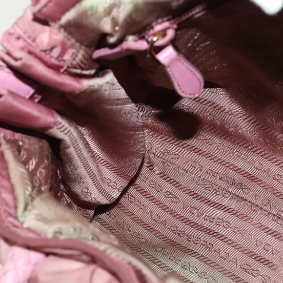 PRADA Hand Bag Nylon 2way Pink Gold Auth 141531