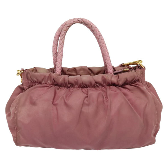 PRADA Hand Bag Nylon 2way Pink Gold Auth 141531