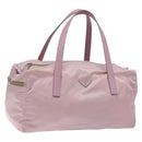 PRADA Boston Bag Nylon Pink Silver Auth 141532-1