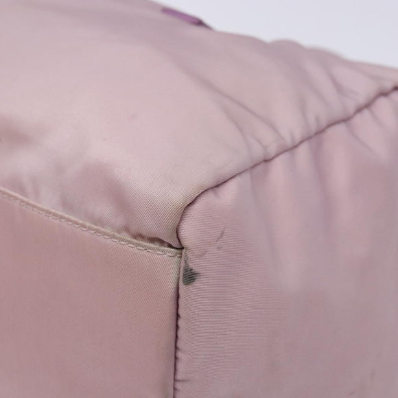 PRADA Boston Bag Nylon Pink Silver Auth 141532