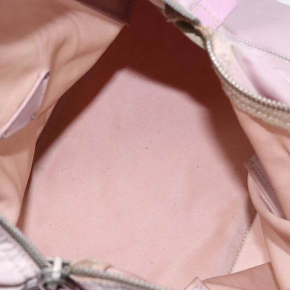 PRADA Boston Bag Nylon Pink Silver Auth 141532
