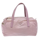 PRADA Boston Bag Nylon Pink Silver Auth 141532-13