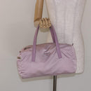 PRADA Boston Bag Nylon Pink Silver Auth 141532-21