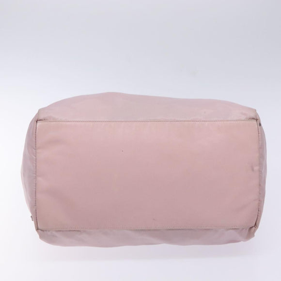 PRADA Boston Bag Nylon Pink Silver Auth 141532