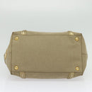 PRADA Logo jacquard Hand Bag Canvas 2way Beige Gold Auth 141533-5