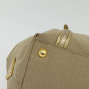 PRADA Logo jacquard Hand Bag Canvas 2way Beige Gold Auth 141533-16