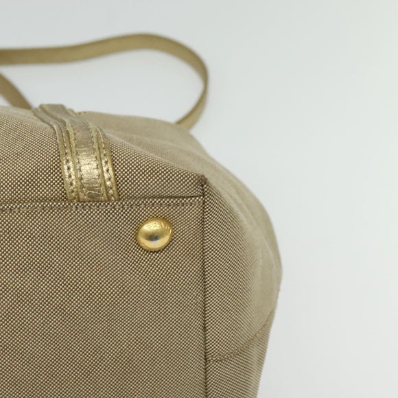 PRADA Logo jacquard Hand Bag Canvas 2way Beige Gold Auth 141533