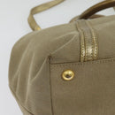 PRADA Logo jacquard Hand Bag Canvas 2way Beige Gold Auth 141533-18