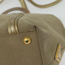 PRADA Logo jacquard Hand Bag Canvas 2way Beige Gold Auth 141533-9