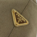 PRADA Logo jacquard Hand Bag Canvas 2way Beige Gold Auth 141533-19