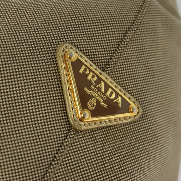 PRADA Logo jacquard Hand Bag Canvas 2way Beige Gold Auth 141533