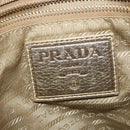 PRADA Logo jacquard Hand Bag Canvas 2way Beige Gold Auth 141533-20