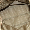 PRADA Logo jacquard Hand Bag Canvas 2way Beige Gold Auth 141533-10