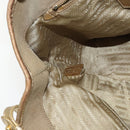 PRADA Logo jacquard Hand Bag Canvas 2way Beige Gold Auth 141533-22