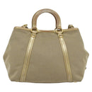 PRADA Logo jacquard Hand Bag Canvas 2way Beige Gold Auth 141533-2