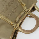 PRADA Logo jacquard Hand Bag Canvas 2way Beige Gold Auth 141533-6