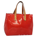 LOUIS VUITTON Monogram Vernis Reade PM Hand Bag Red Rouge M91088 LV Auth 141534-1