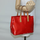 LOUIS VUITTON Monogram Vernis Reade PM Hand Bag Red Rouge M91088 LV Auth 141534-21