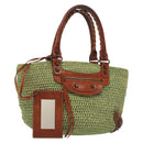 BALENCIAGA Hand Bag Raffia Green 236741 Auth 141545-1