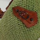 BALENCIAGA Hand Bag Raffia Green 236741 Auth 141545-14