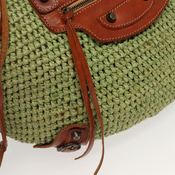 BALENCIAGA Hand Bag Raffia Green 236741 Auth 141545