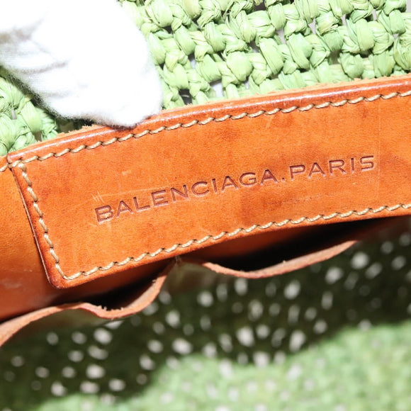 BALENCIAGA Hand Bag Raffia Green 236741 Auth 141545