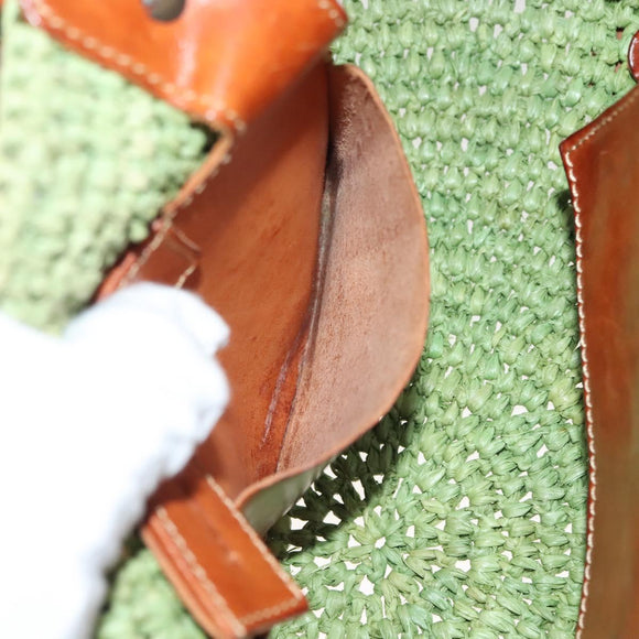 BALENCIAGA Hand Bag Raffia Green 236741 Auth 141545