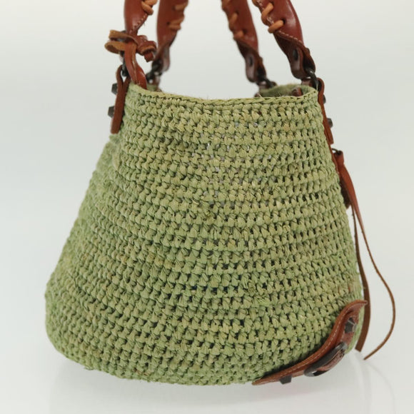 BALENCIAGA Hand Bag Raffia Green 236741 Auth 141545