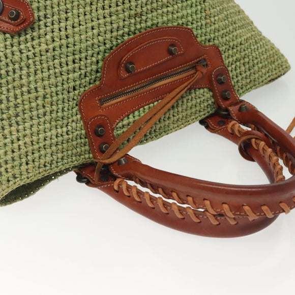 BALENCIAGA Hand Bag Raffia Green 236741 Auth 141545
