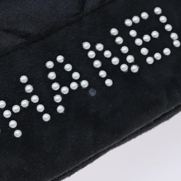 CHANEL Matelasse Pouch Satin Black CC Auth 141547