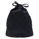 CHANEL Matelasse Pouch Satin Black CC Auth 141547-2