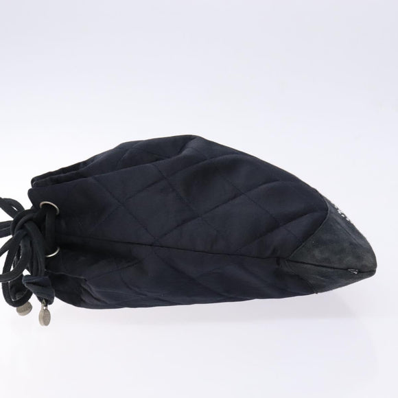 CHANEL Matelasse Pouch Satin Black CC Auth 141547