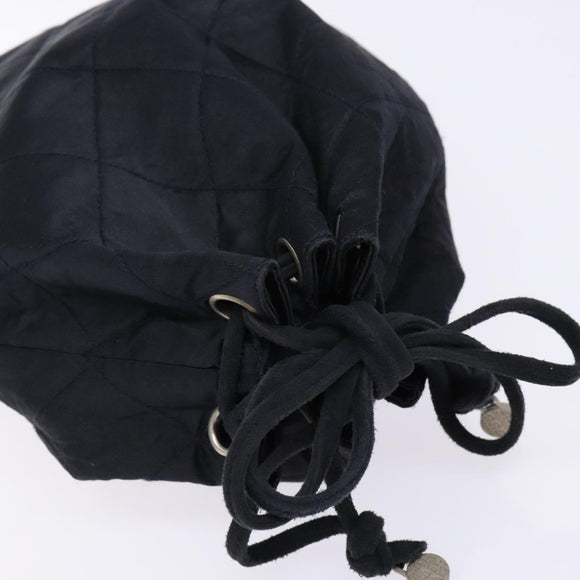 CHANEL Matelasse Pouch Satin Black CC Auth 141547